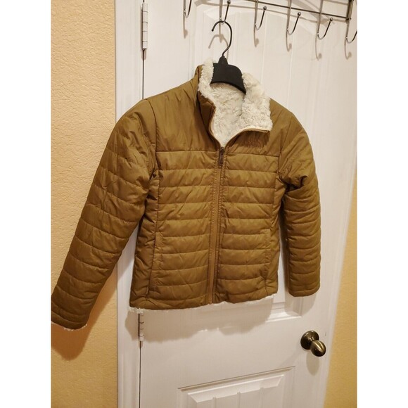 The North Face Women's Beige/ White double Sided Furry Jacket Girl's Size M